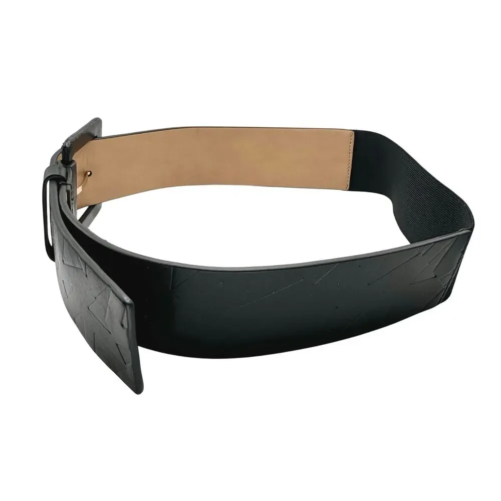 Michael Kors | Women | Black Wide Embossed Genuine Leather Belt | Small-Medium